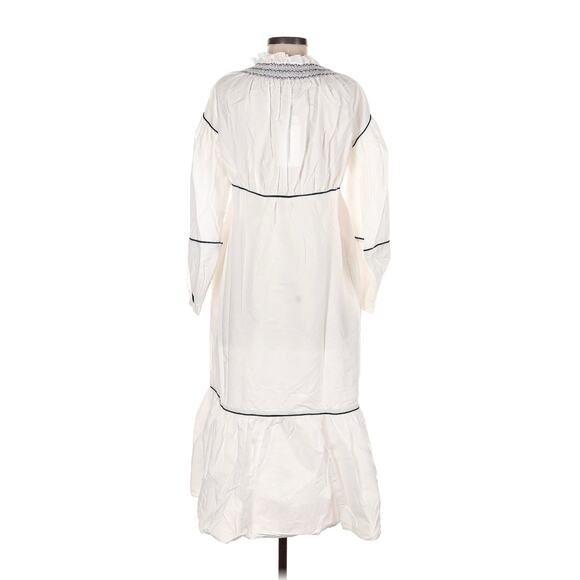 Something NavyWomens Smocked White Puffed Sleeve MIDI Dress Size Small Original - Picture 3 of 7